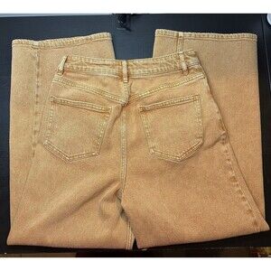 Free People Cropped High Rise Jeans Wide Leg Burnt Orange Women’s Sz 26